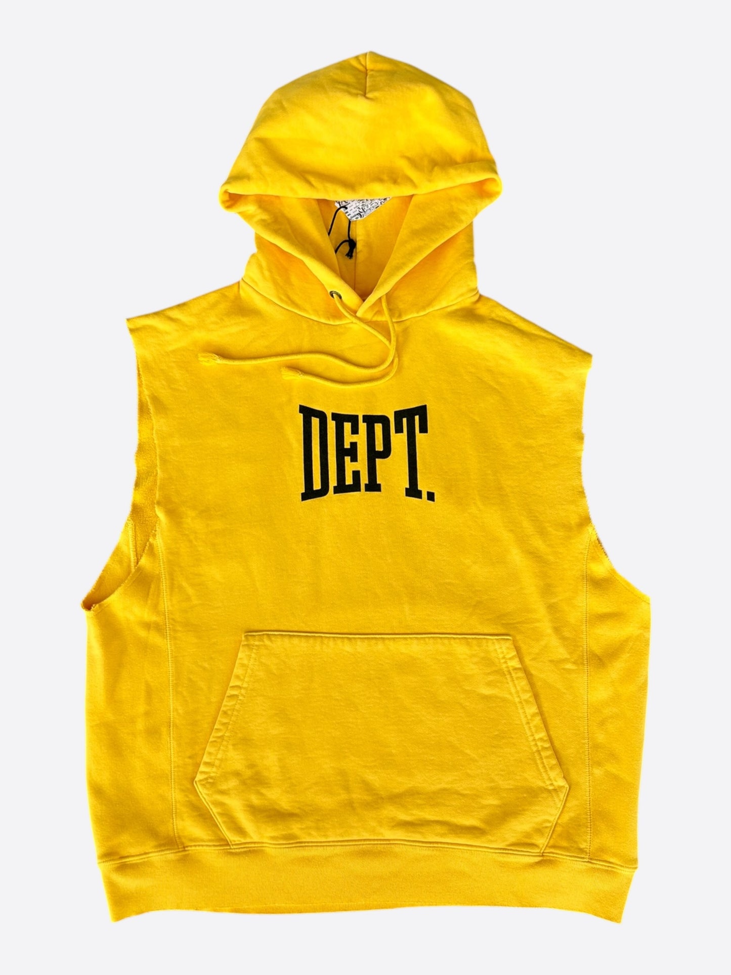 Gallery Dept Yellow & Black DEPT Logo Cut Off Hoodie