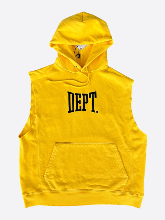 Gallery Dept Yellow & Black DEPT Logo Cut Off Hoodie