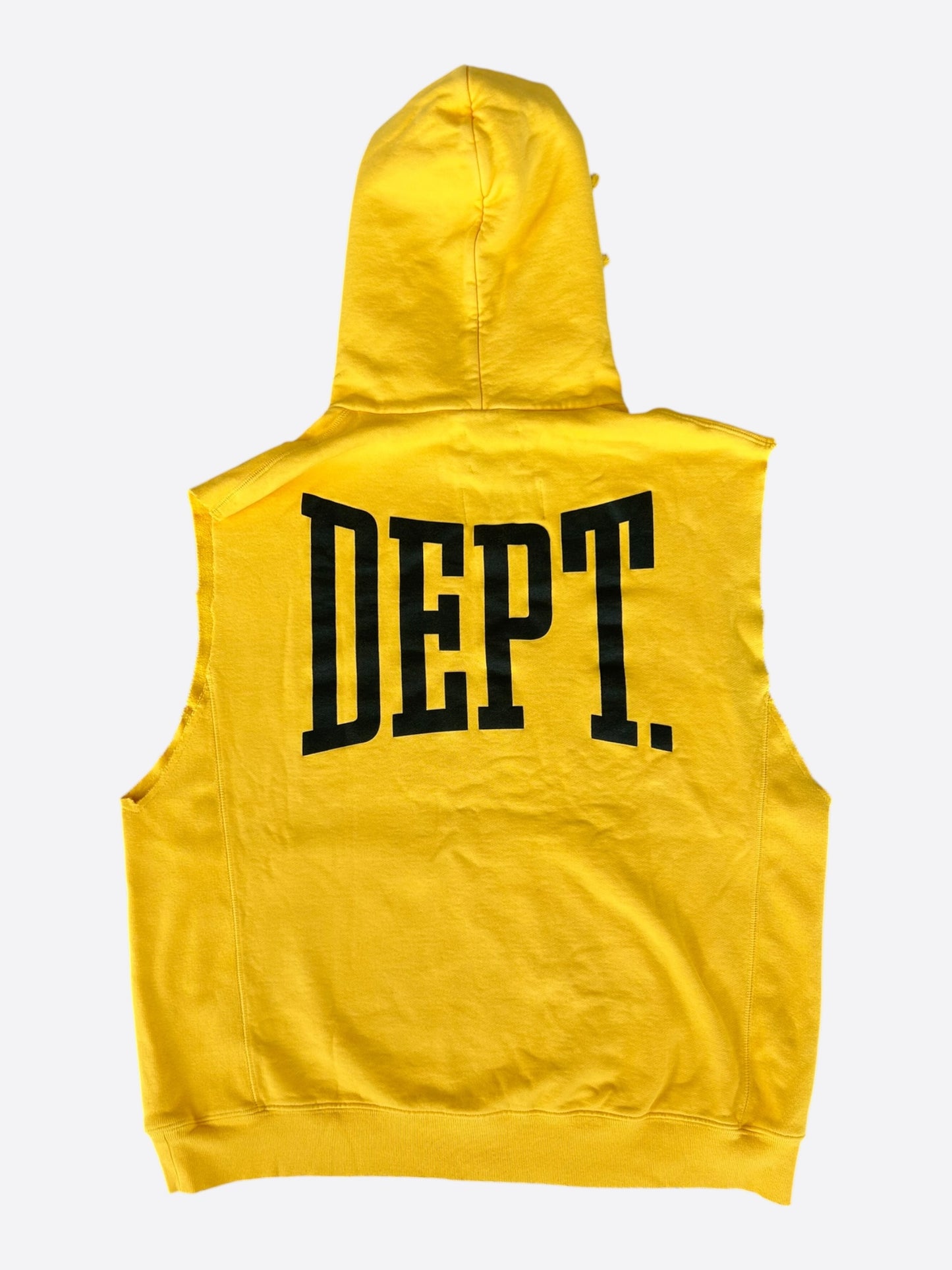 Gallery Dept Yellow & Black DEPT Logo Cut Off Hoodie
