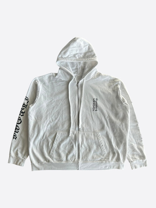 Chrome Hearts White & Black Script Logo Zip Up Hoodie