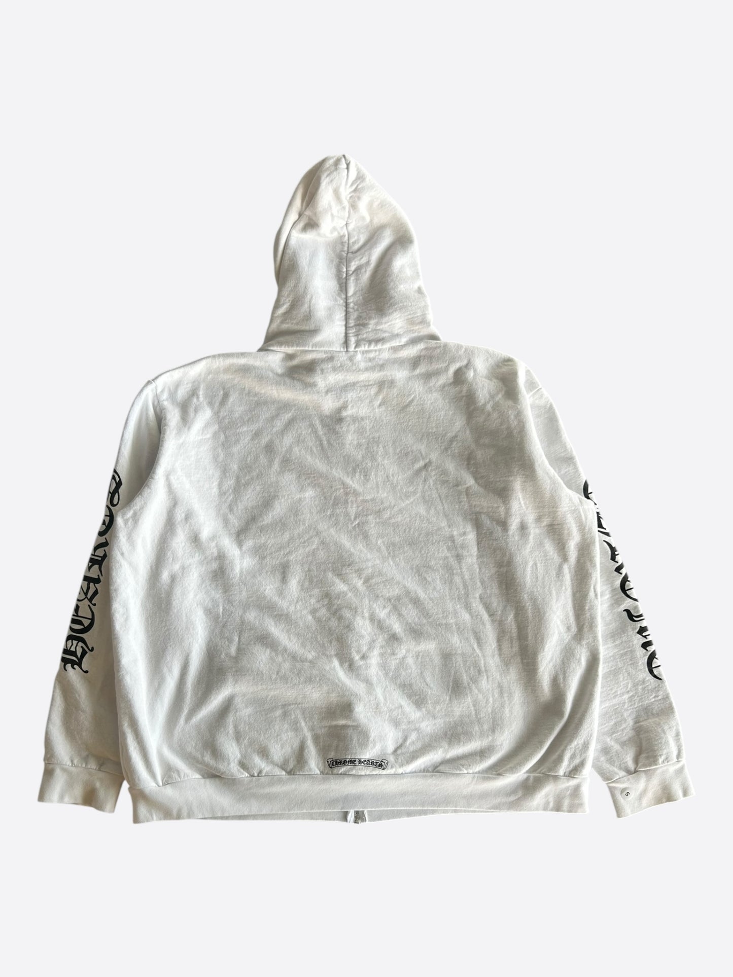 Chrome Hearts White & Black Script Logo Zip Up Hoodie