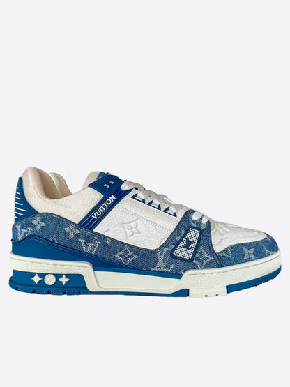 Louis Vuitton Blue & White Denim Monogram Trainers