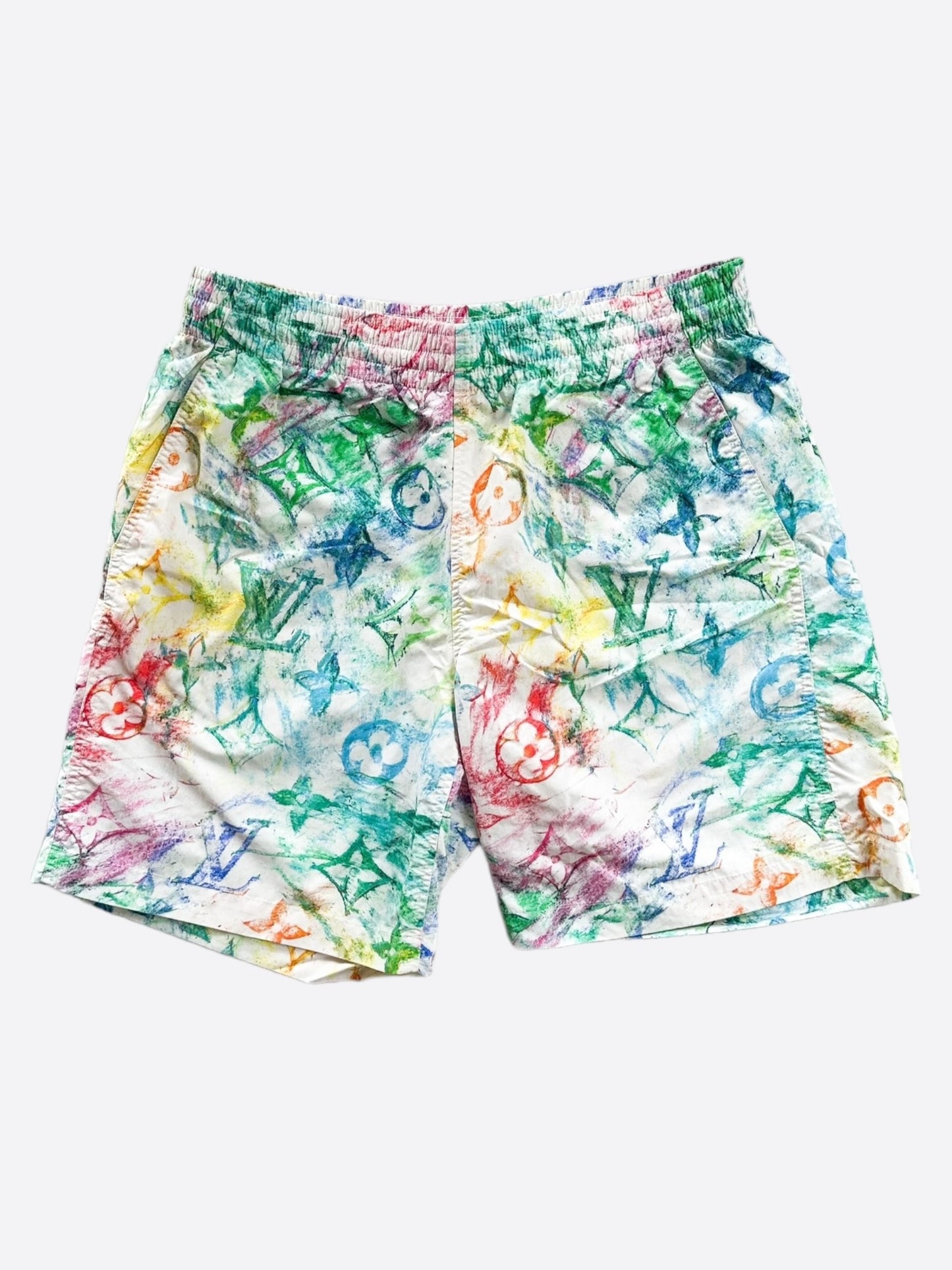 Louis Vuitton White Multicolor Pastel Monogram Swimshorts