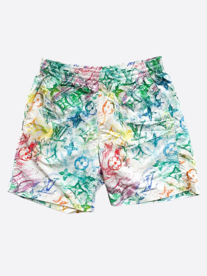 Louis Vuitton White Multicolor Pastel Monogram Swimshorts