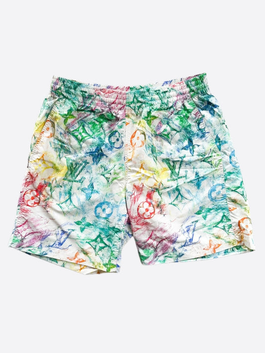 Louis Vuitton White Multicolor Pastel Monogram Swimshorts