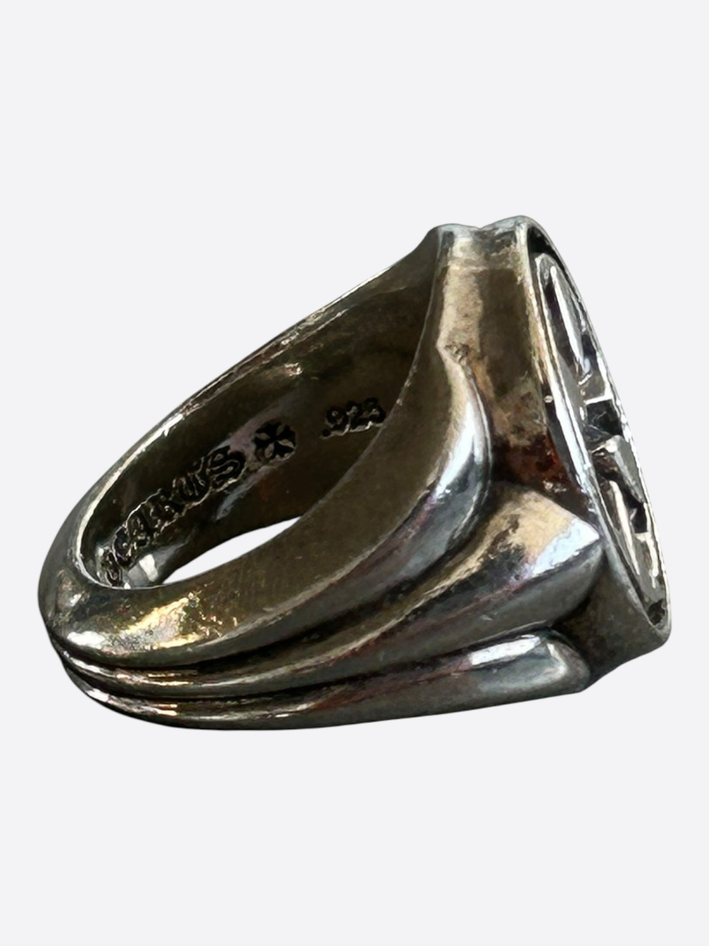 Chrome Hearts Silver Seal Stamp Cross Ring