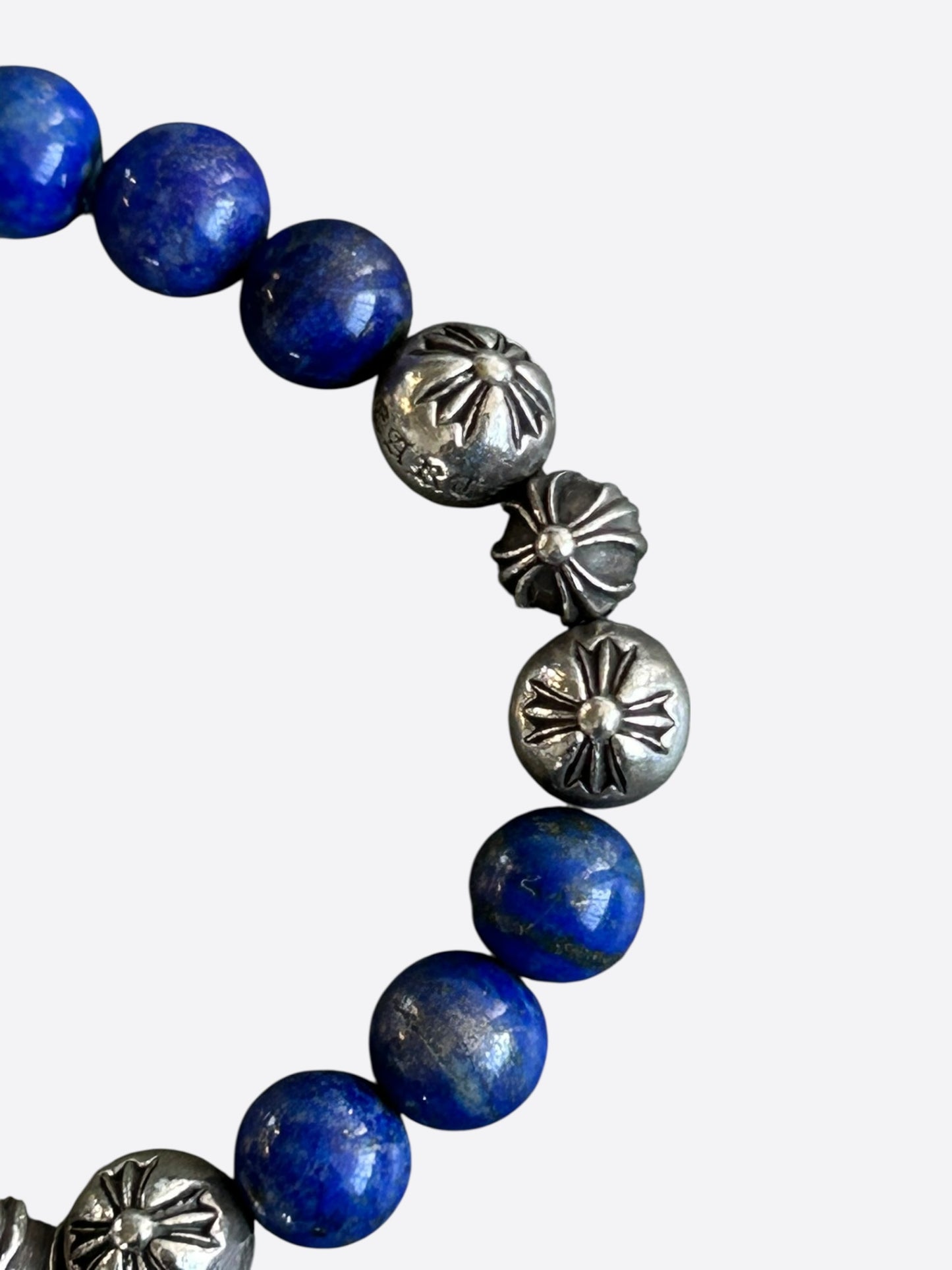Chrome Hearts Silver & Lapis Lazuli Cross Ball Bracelet