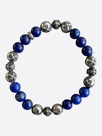 Chrome Hearts Silver & Lapis Lazuli Cross Ball Bracelet