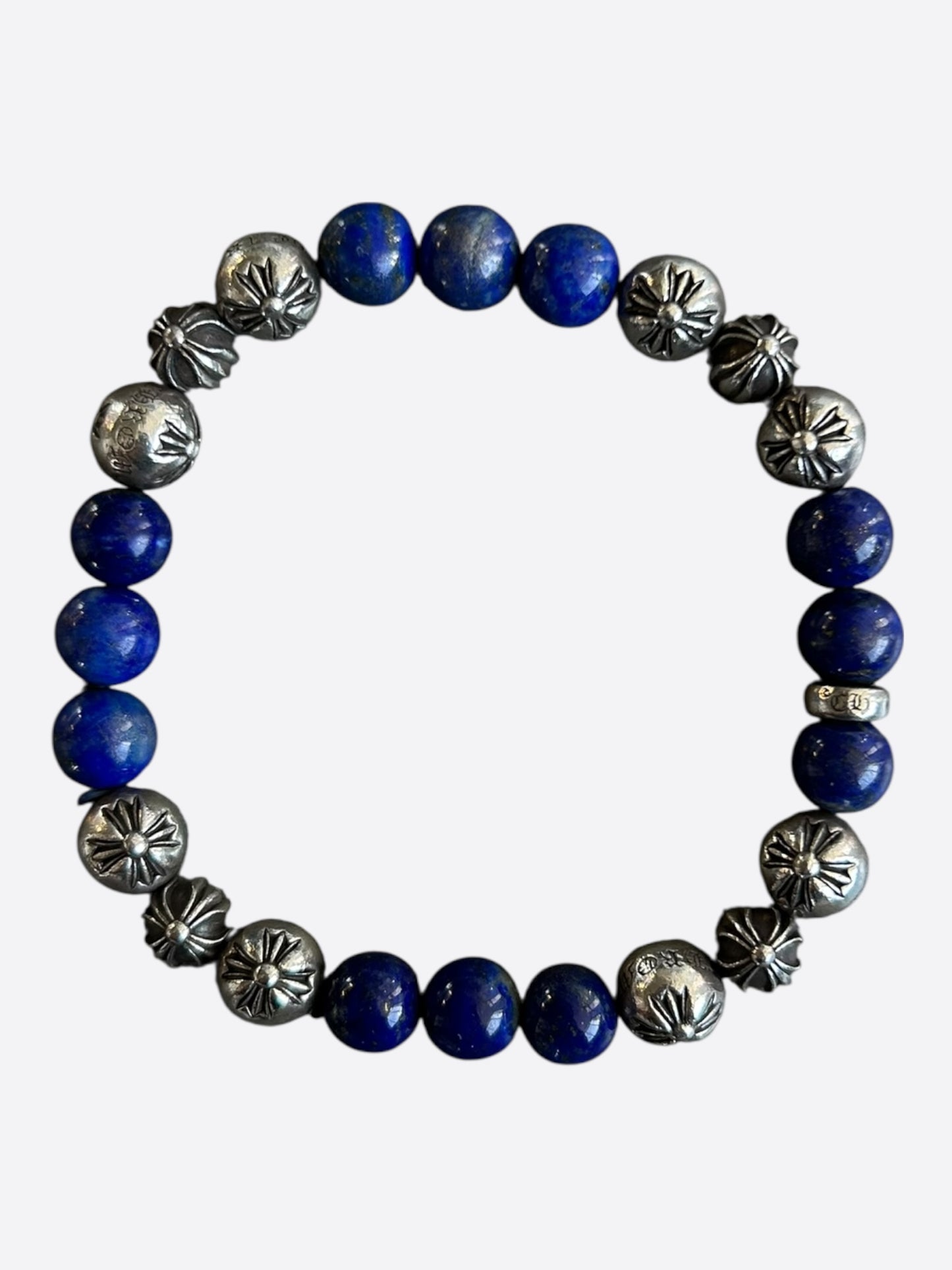 Chrome Hearts Silver & Lapis Lazuli Cross Ball Bracelet