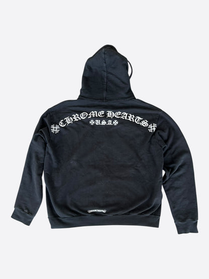 Chrome Hearts Black & White T-Bar Logo Zip Up Hoodie