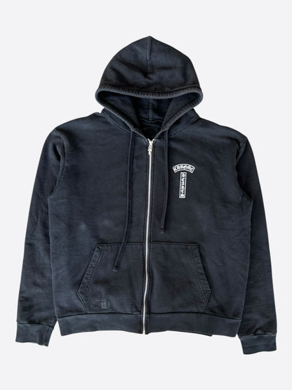 Chrome Hearts Black & White T-Bar Logo Zip Up Hoodie