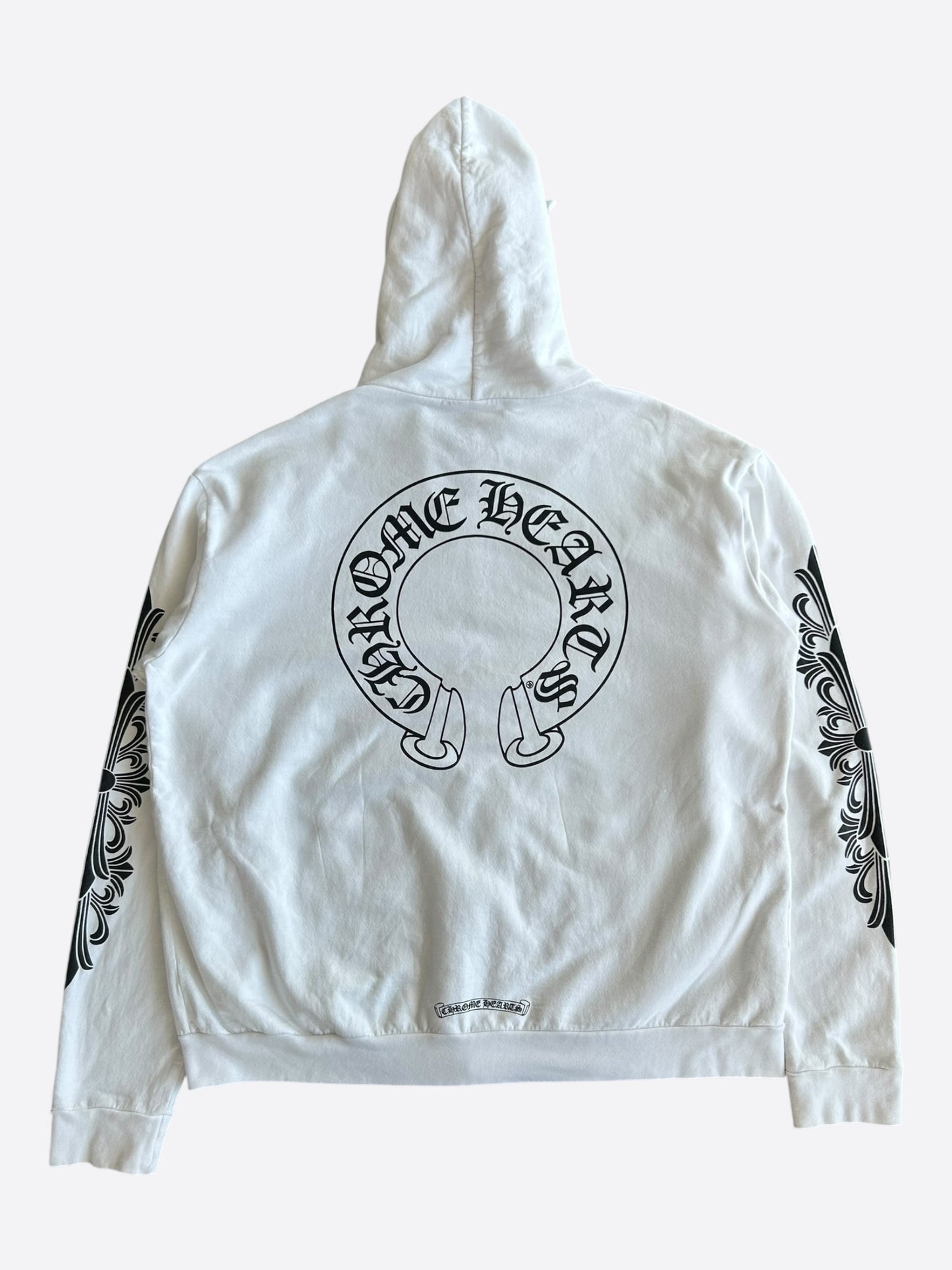 Chrome Hearts White & Black Horseshoe Logo Zip Up Hoodie