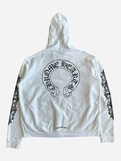 Chrome Hearts White & Black Horseshoe Logo Zip Up Hoodie