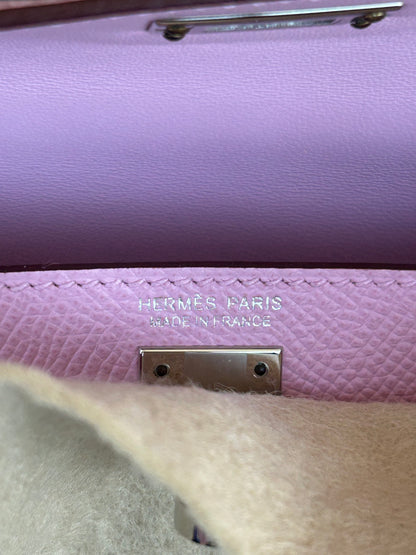 Hermes Pink Epsom & Palladium hardware Mini Kelly 20