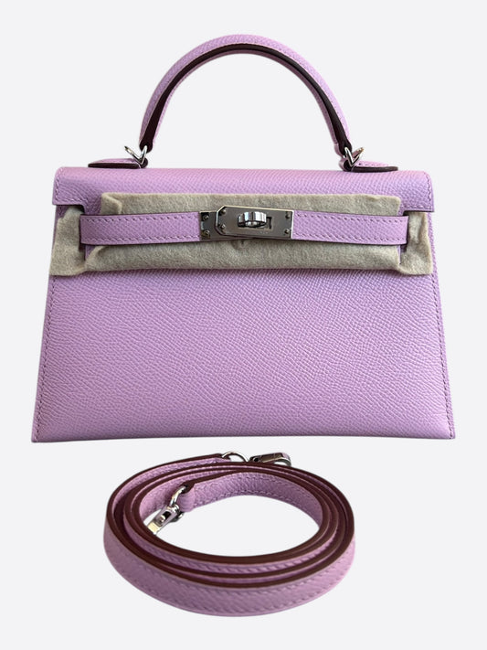 Hermes Pink Epsom & Palladium hardware Mini Kelly 20