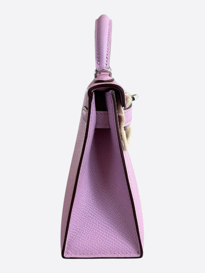 Hermes Pink Epsom & Palladium hardware Mini Kelly 20