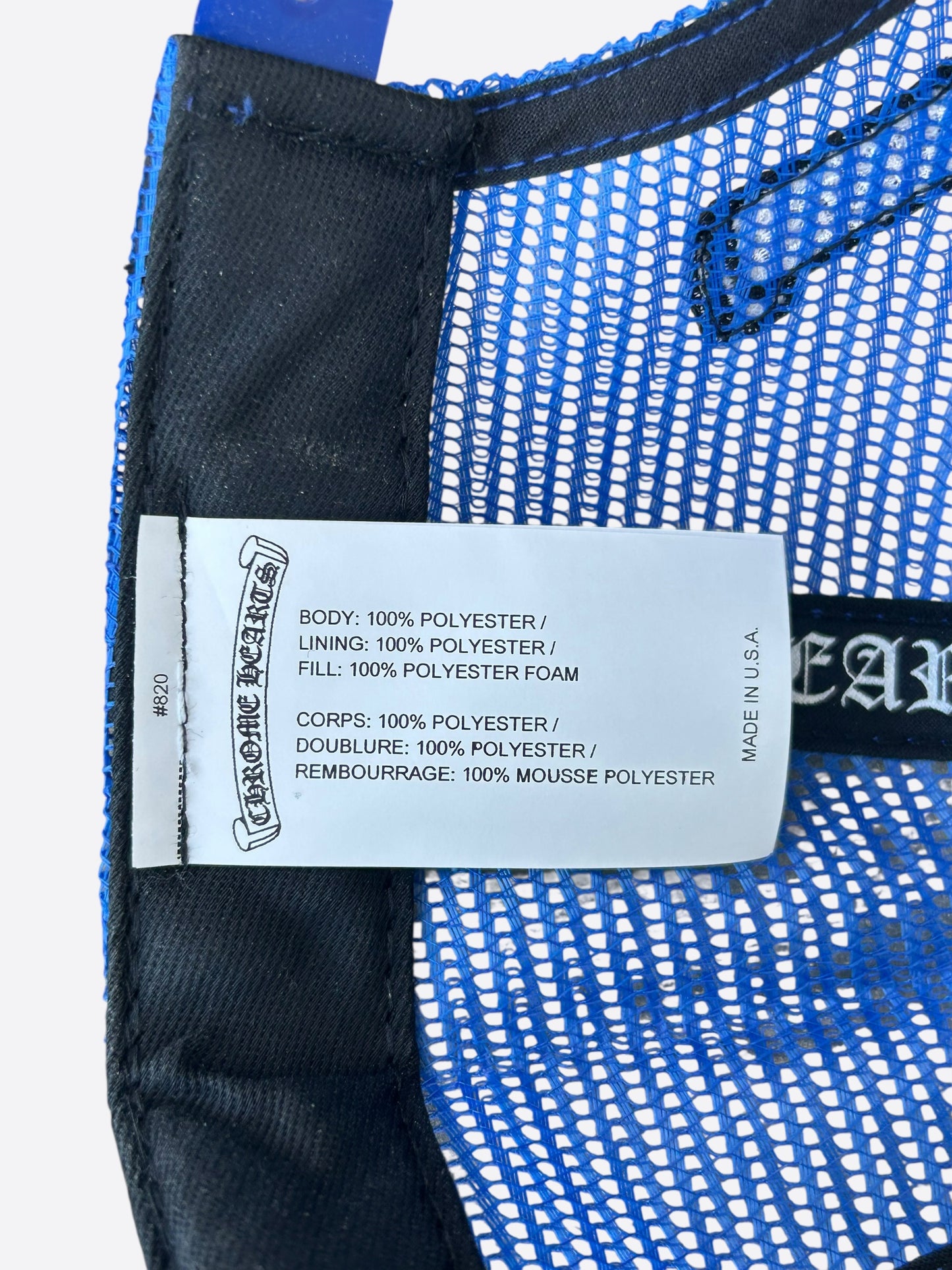 Chrome Hearts Blue, White & Red Eyechart Trucker Hat