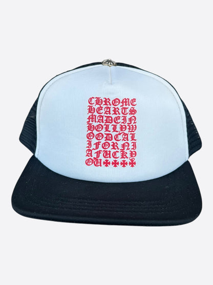 Chrome Hearts Black, White & Red Eyechart Trucker Hat
