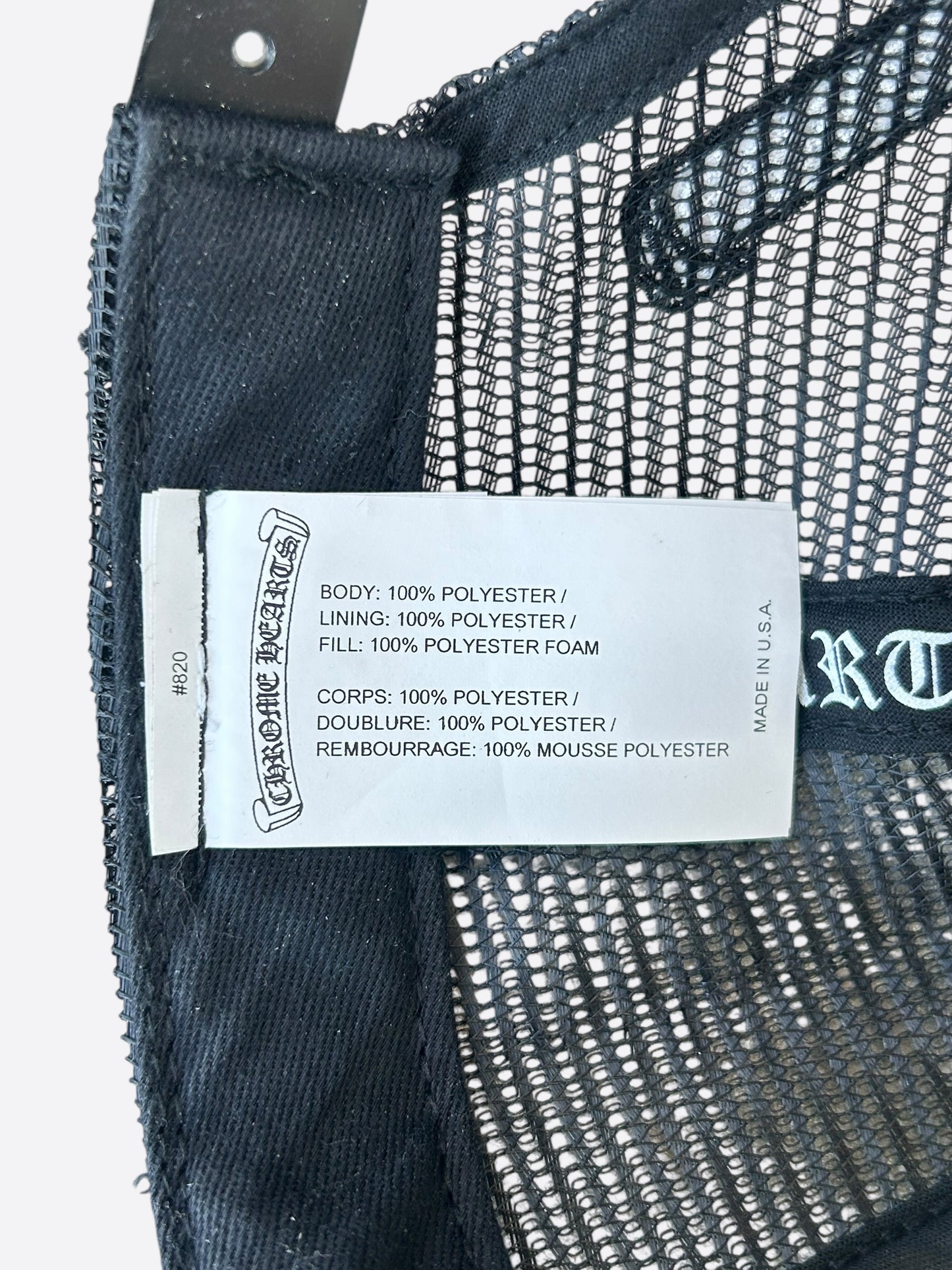 Chrome Hearts Black, White & Red Eyechart Trucker Hat