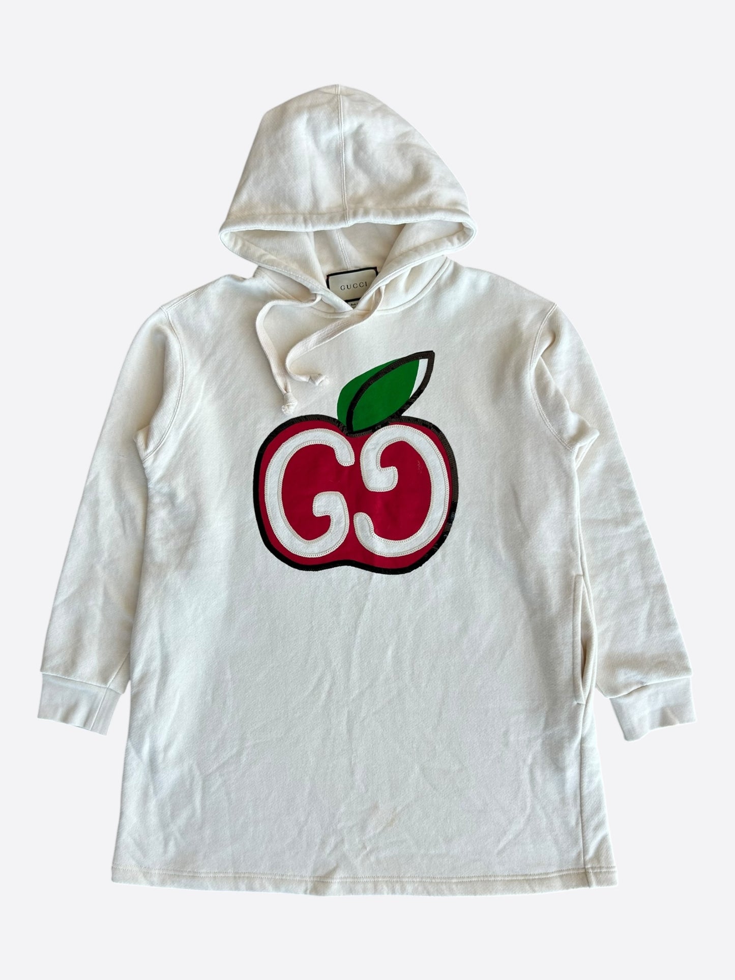 Gucci Cream Sequin Apple Logo Hooded Dress