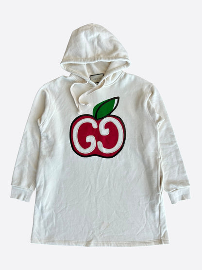Gucci Cream Sequin Apple Logo Hooded Dress