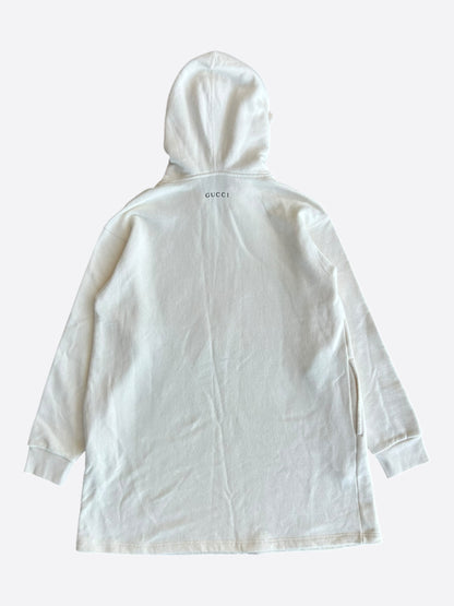 Gucci Cream Sequin Apple Logo Hooded Dress
