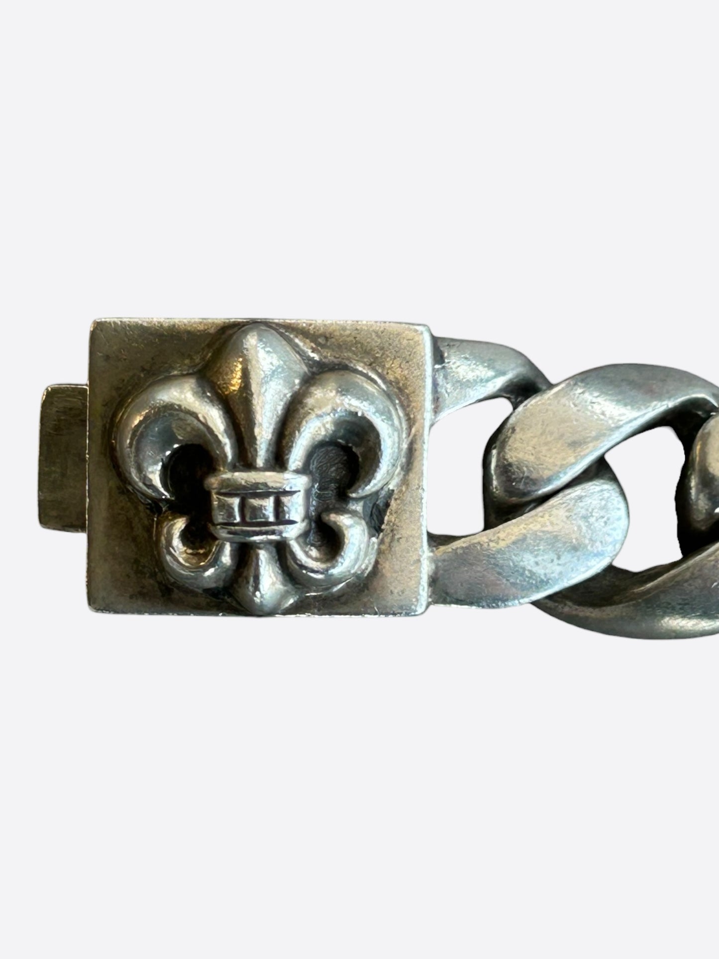 Chrome Hearts Silver Fleur Cuban Bracelet