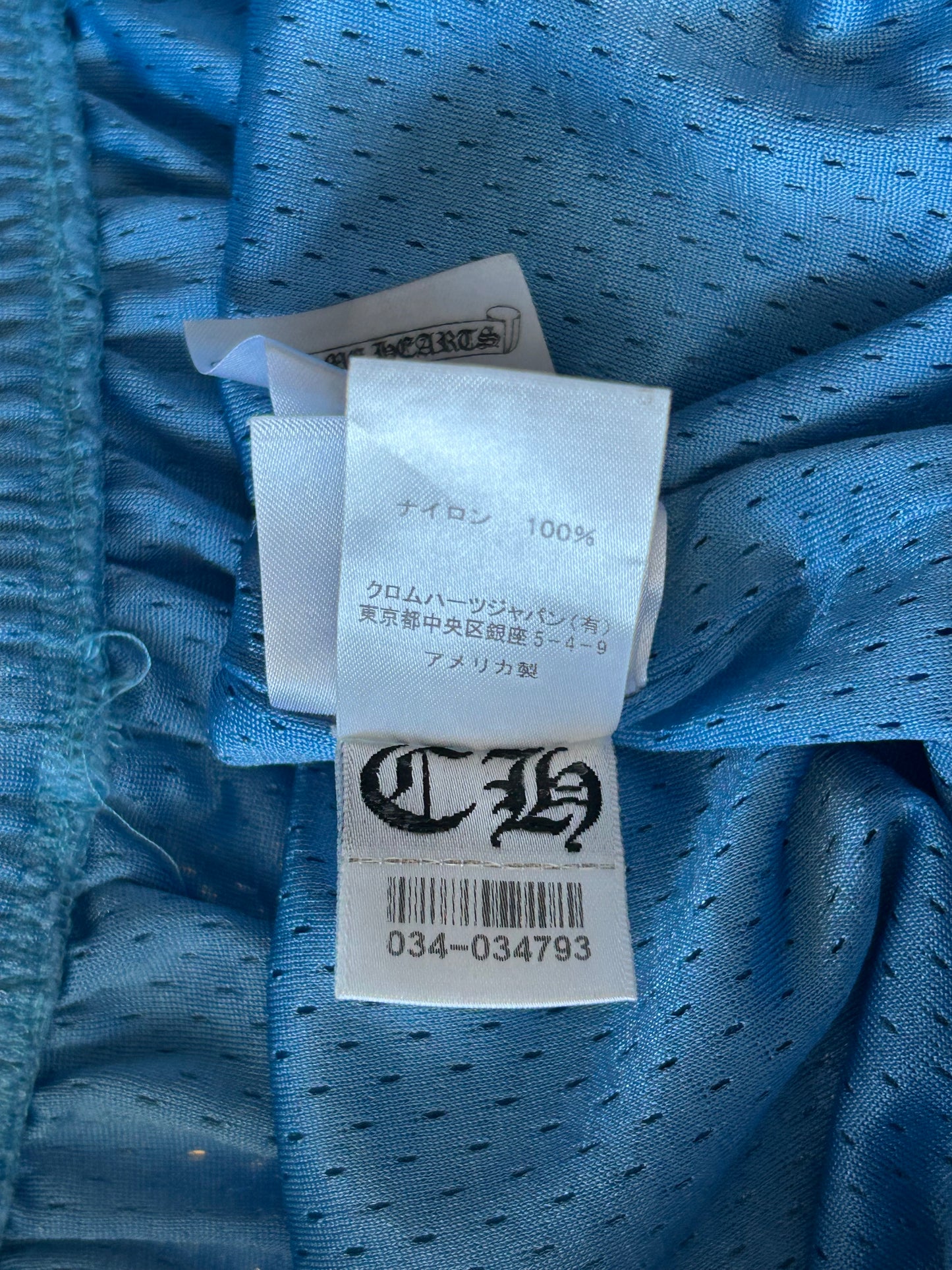 Chrome Hearts Blue & White Logo Mesh Shorts