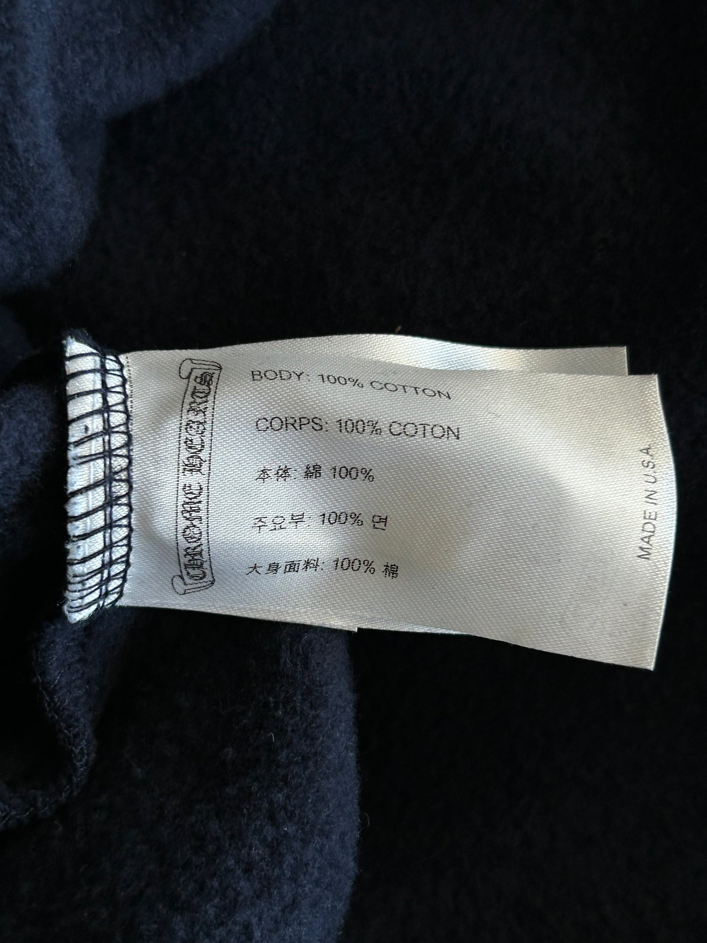 Chrome Hearts Navy & Yellow Script Logo Hoodie