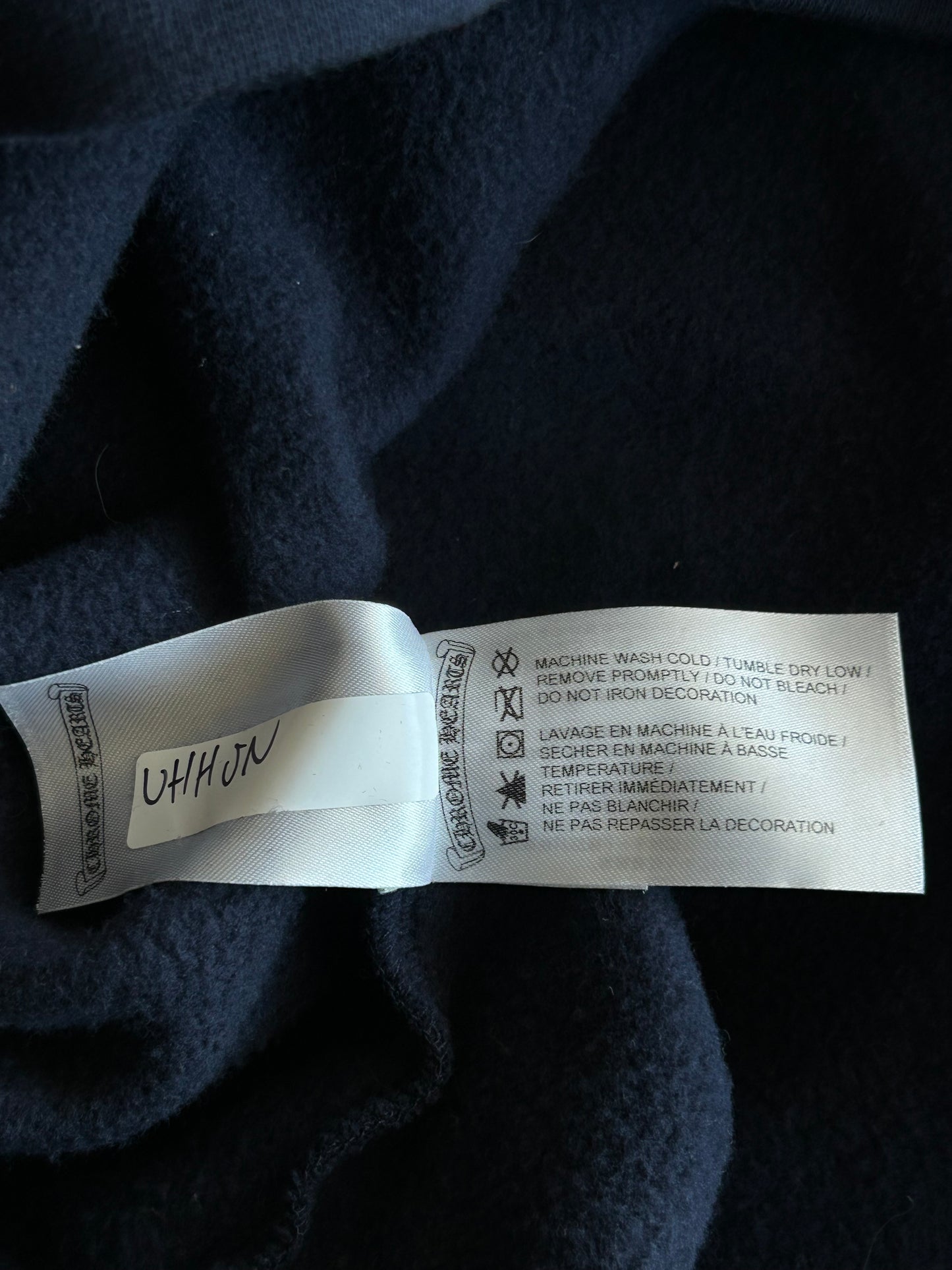 Chrome Hearts Navy & Yellow Script Logo Hoodie
