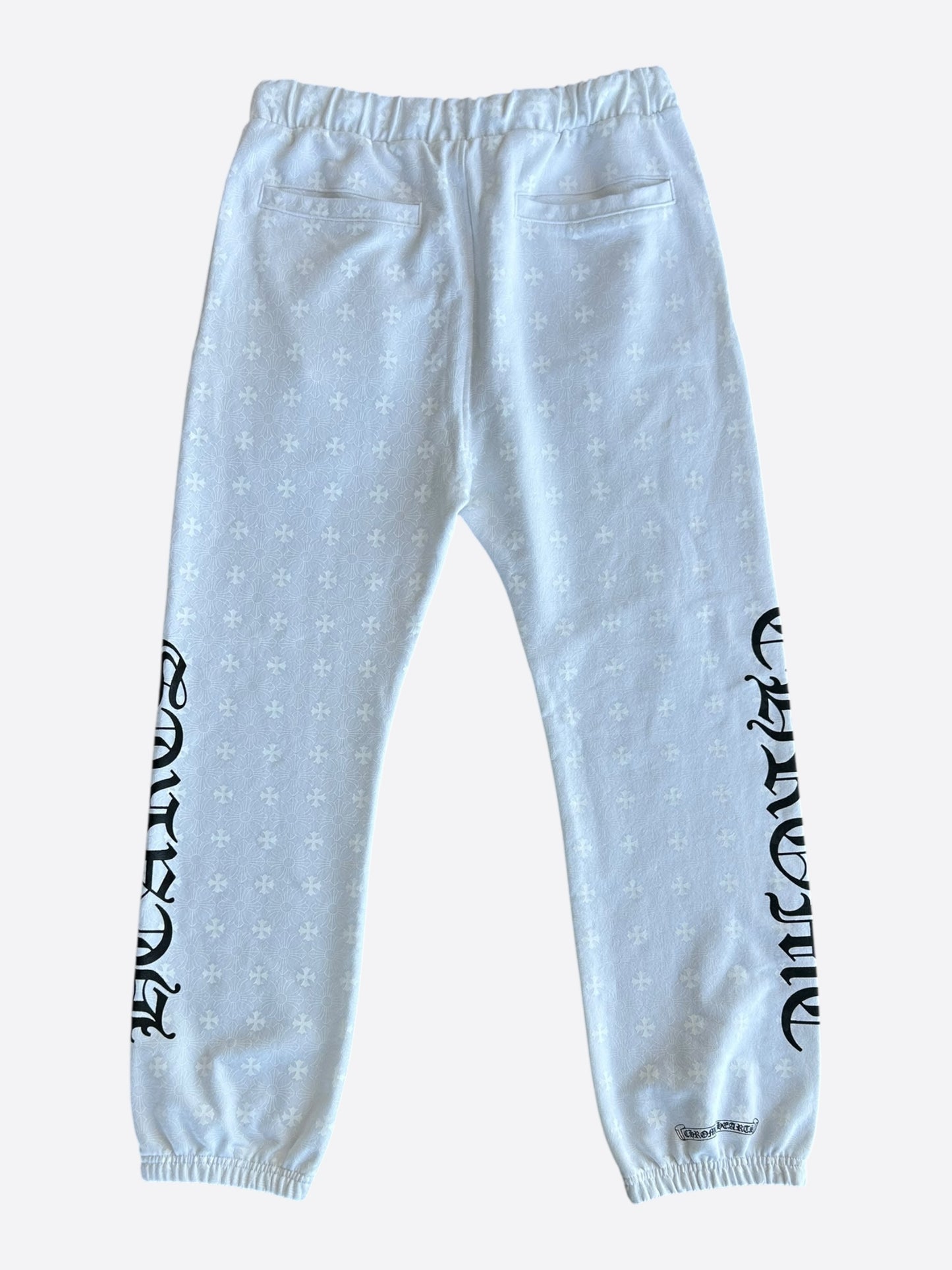 Chrome Hearts White & Black Horseshoe Logo Cross Jacquard Sweatpants