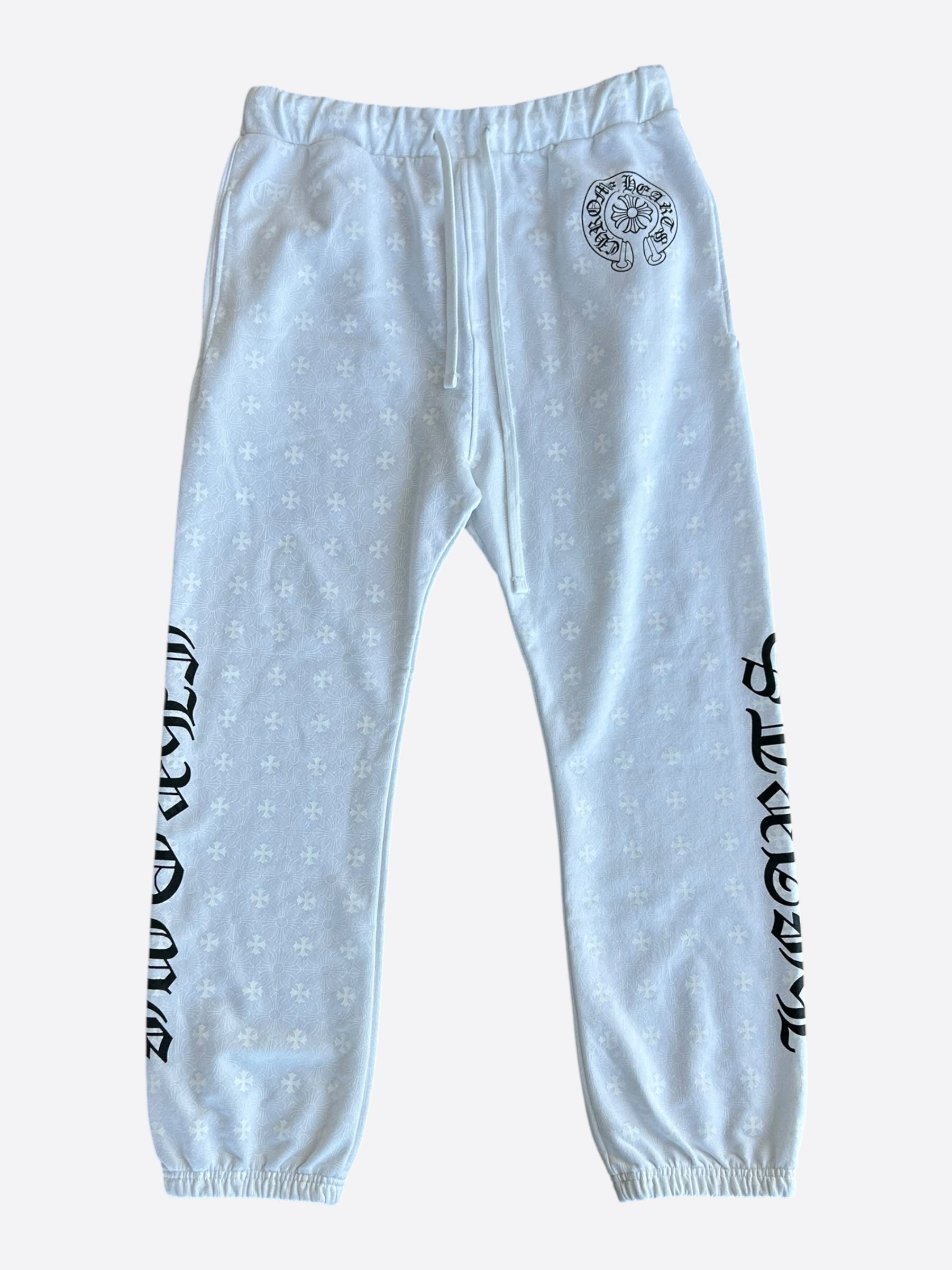 Chrome Hearts White & Black Horseshoe Logo Cross Jacquard