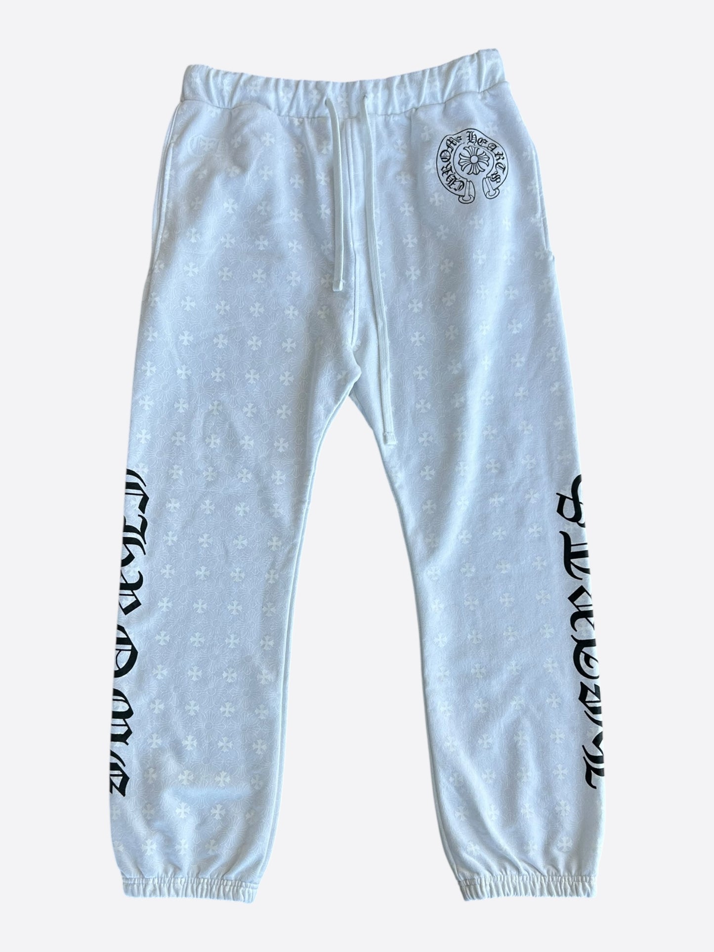 Chrome Hearts White & Black Horseshoe Logo Cross Jacquard Sweatpants