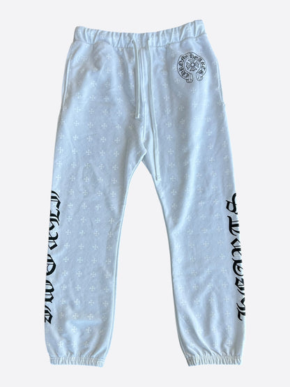 Chrome Hearts White & Black Horseshoe Logo Cross Jacquard Sweatpants