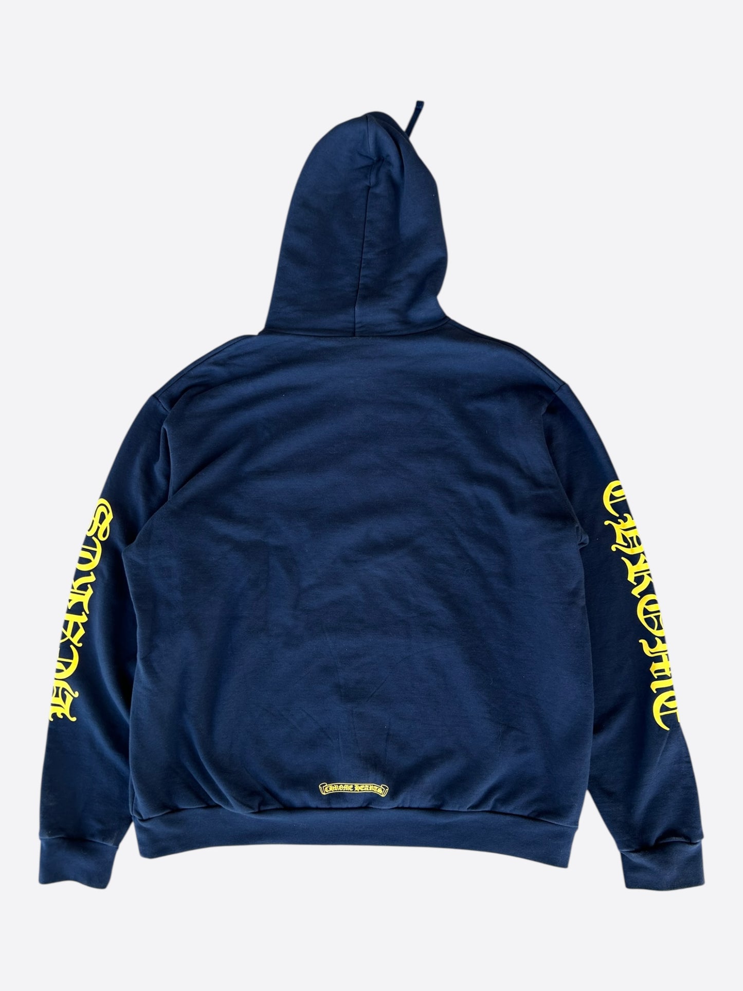 Chrome Hearts Navy & Yellow Script Logo Hoodie