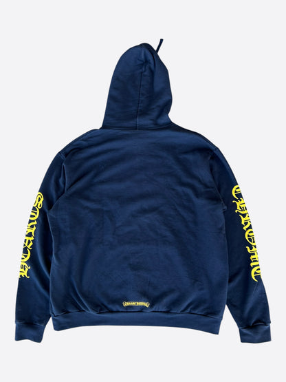 Chrome Hearts Navy & Yellow Script Logo Hoodie