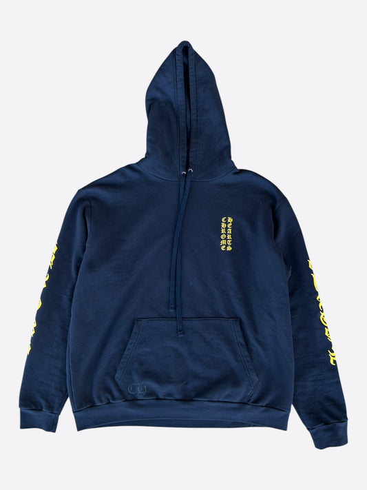 Chrome Hearts Navy & Yellow Script Logo Hoodie