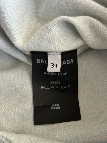 Balenciaga Blue Embossed Logo Women's Denim Jacket