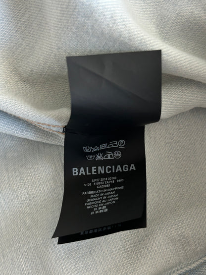 Balenciaga Blue Embossed Logo Women's Denim Jacket