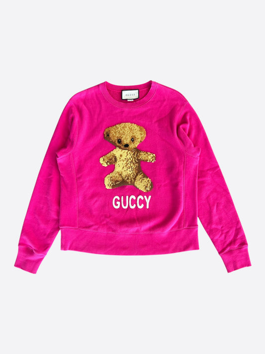 Gucci Pink Embroidered Teddy Bear Sweater