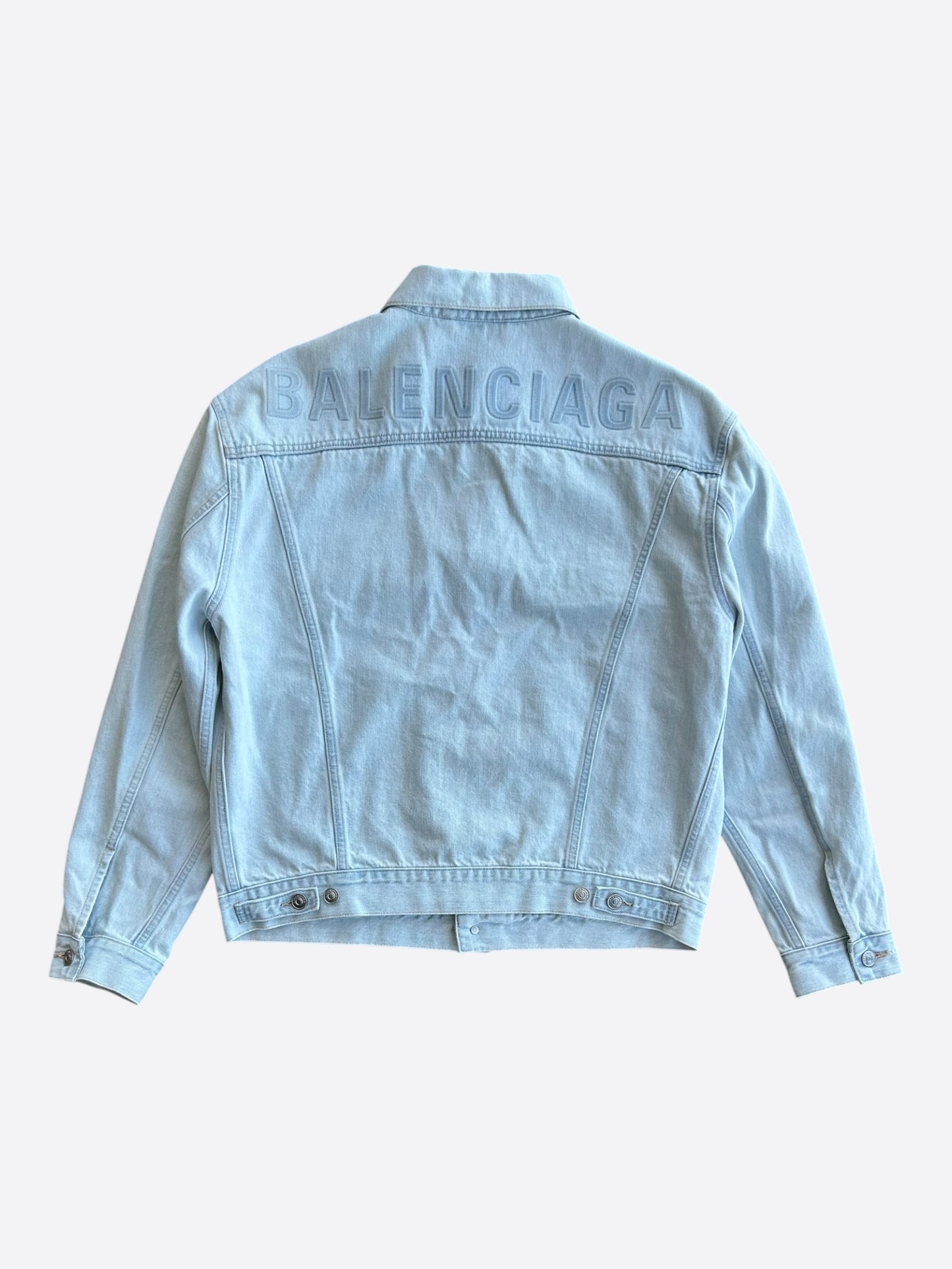 Balenciaga Blue Embossed Logo Women's Denim Jacket