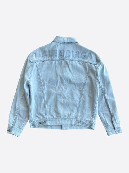 Balenciaga Blue Embossed Logo Women's Denim Jacket