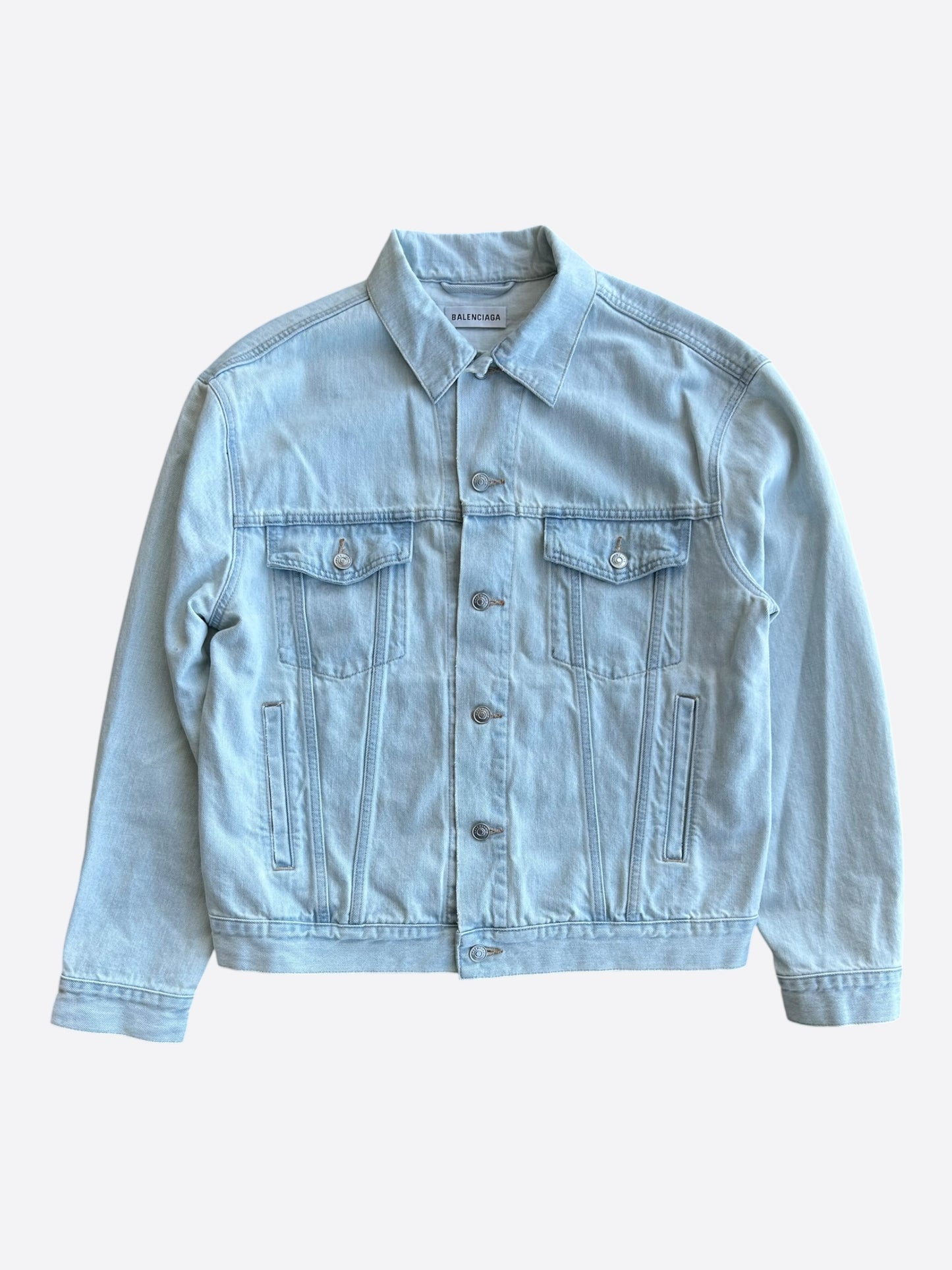 Balenciaga Blue Embossed Logo Women's Denim Jacket