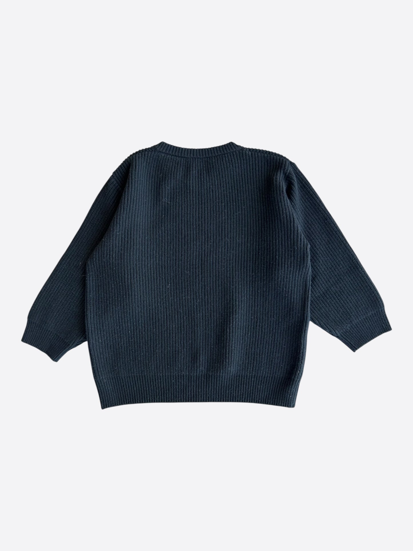 Celine Black & White Logo Ribbed Wool Women's Sweater
