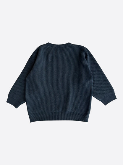 Celine Black & White Logo Ribbed Wool Women's Sweater