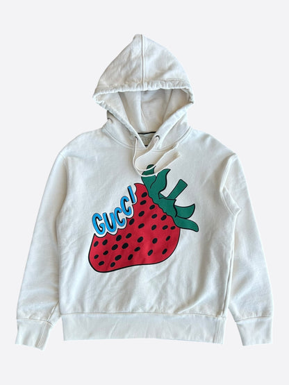Gucci Cream Strawberry Logo Hoodie