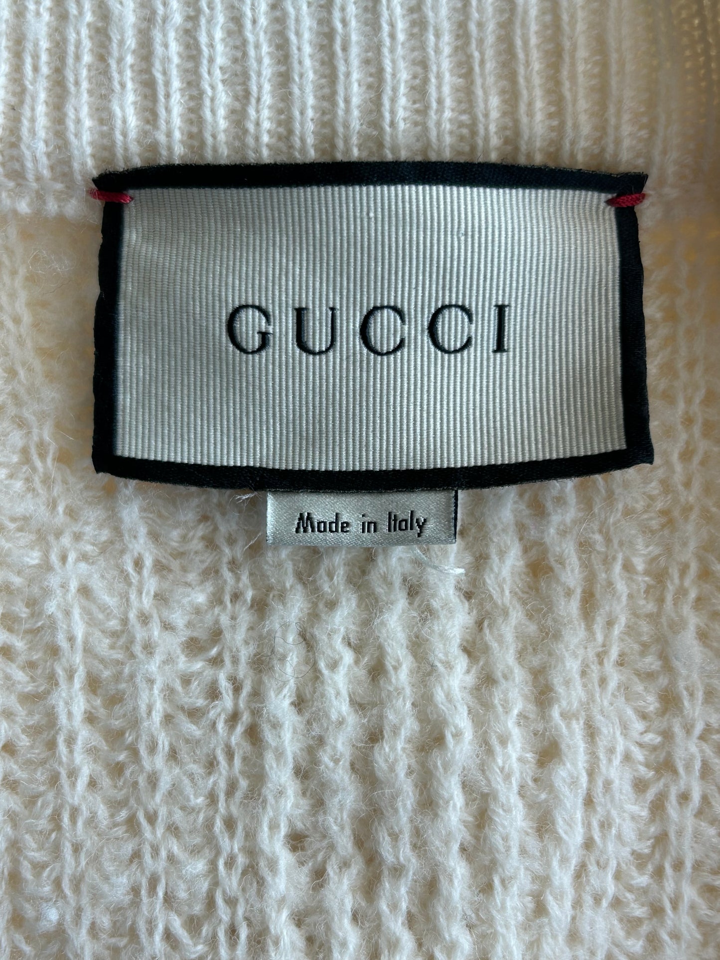 Gucci Cream & Black Elephant Logo Women's Knit Cardigan