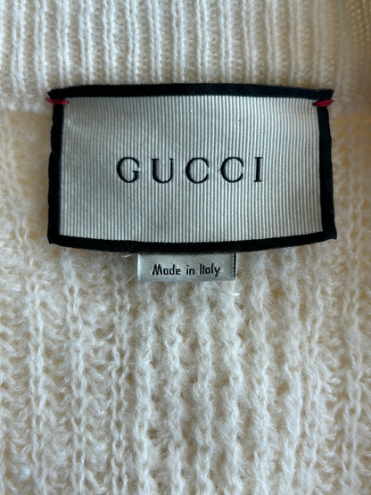 Gucci Cream & Black Elephant Logo Women's Knit Cardigan