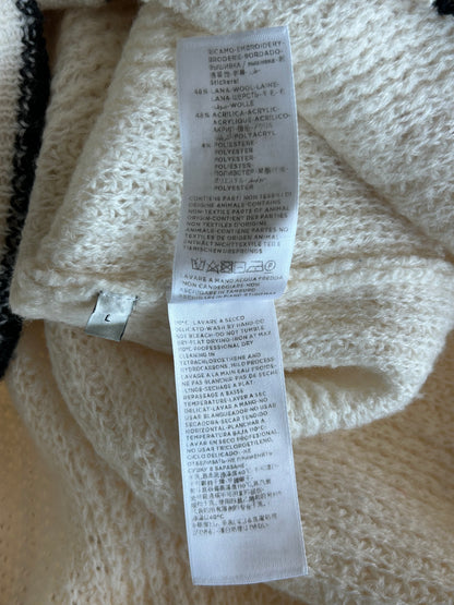Gucci Cream & Black Elephant Logo Women's Knit Cardigan