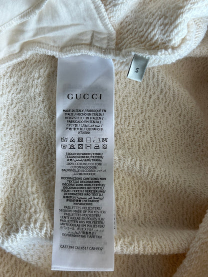 Gucci Cream Sequin Apple Logo Hooded Dress